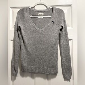 Abercrombie Fitch Kids Gray Stretch Long Sleeve V Neck Pullover Sweater Medium
